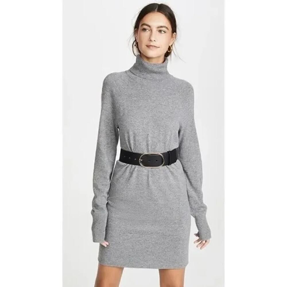 Veronica Beard Saranac Gray Wool Cashmere Turtleneck Knit Sweater Dress XS